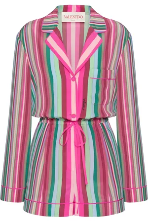 VALENTINO GARAVANI Striped silk playsuit