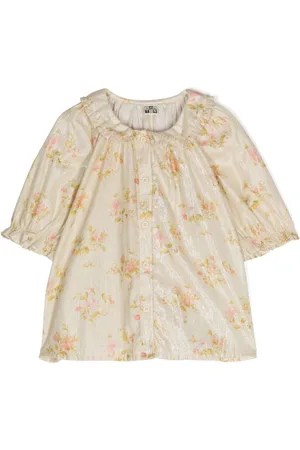 BONTON Ruffle-collar lurex blouse