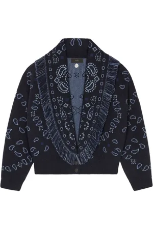 Alanui Bandana-pattern knitted bomber jacket