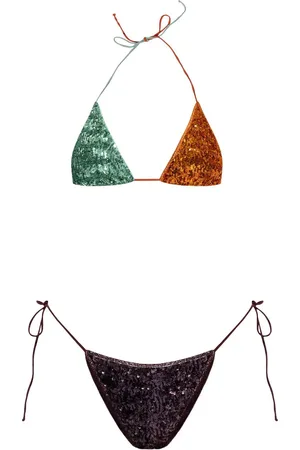 Oseree Sequin-embellished triangle-cup bikini