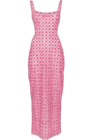 Dina Melwani Crystal-embellished mesh dress