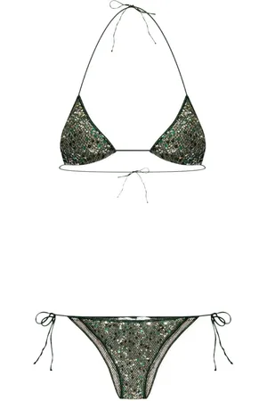 Oseree Sequin-embellished triangle-cup bikini