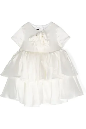Balmain Floral-appliqué satin dress