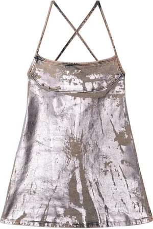 Diesel Logo-plaque metallic minidress