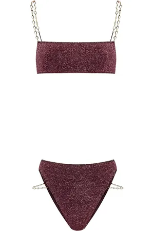 Oseree Chain link-detail lurex bikini