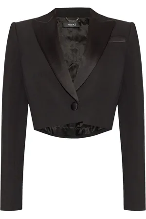 VERSACE Logo-patch cropped blazer