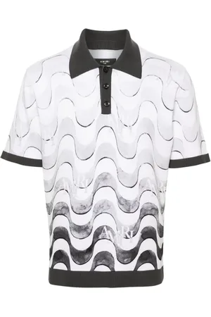 AMIRI Staggered wave-print polo shirt