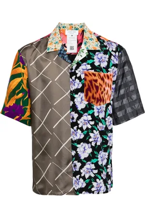 Marine Serre Regenerated colour-block silk shirt