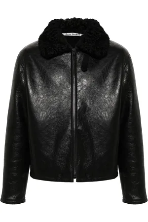 Acne Studios Shearling-collar leather jacket