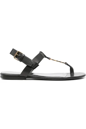 Saint Laurent Cassandre-plaque leather sandals