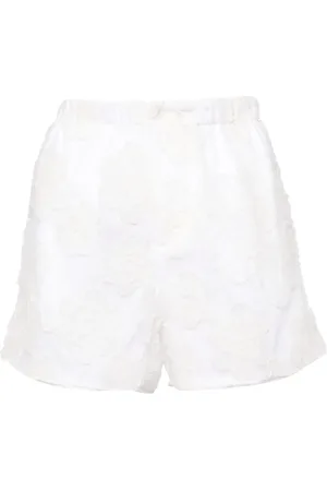 Nº21 Floral-embroidered cotton shorts