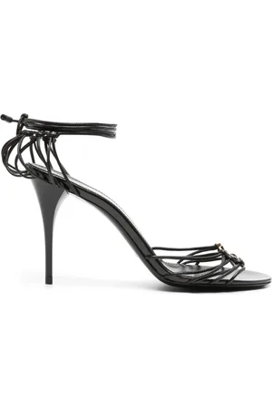 Saint Laurent 90mm Babylone Cassandre-plaque leather sandals