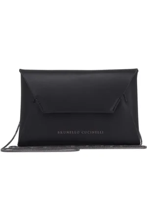 Brunello Cucinelli Logo-stamp leather envelope clutch bag