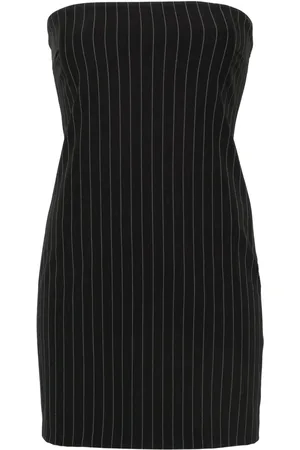 Patrizia Pepe Wide-neck pinstriped minidress