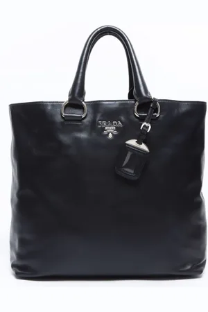 Prada Logo-lettering leather tote bag