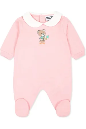 Moschino Teddy bear print ribbed sleeve babygrow