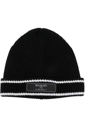 Balmain Logo-patch ribbed beanie