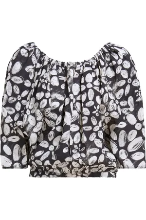 Marni Floral-print pleated cropped blouse