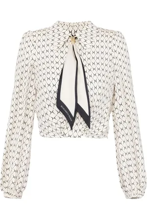 Elisabetta Franchi Scarf-embellishment georgette cropped blouse