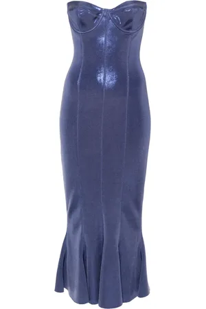Norma Kamali Corset-style lamé midi dress