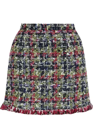 Etro Tweed-bouclé check mini skirt
