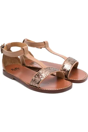PèPè Glitter-detail leather sandals