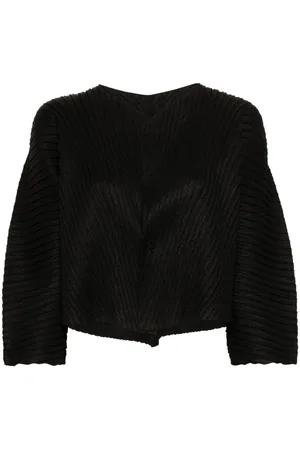 Issey Miyake Linen Like Pleats cropped jacket