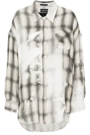 R13 Checked frayed shirt