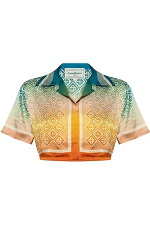 Casablanca Gradient Monogram silk cropped top