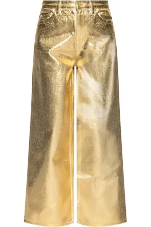 Ganni Metallic-effect cotton jeans