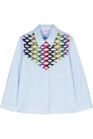PUCCI Junior Embroidered-pattern cotton shirt