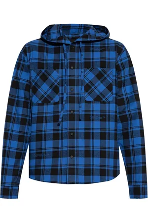 OFF-WHITE Logo-embroidered hooded check shirt
