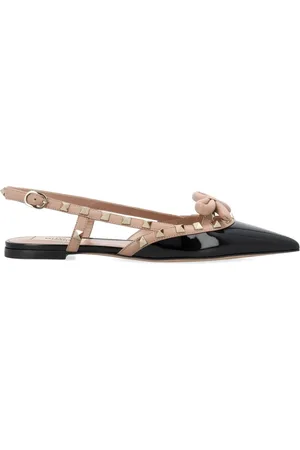 VALENTINO GARAVANI Rockstud bow slingback ballerina shoes