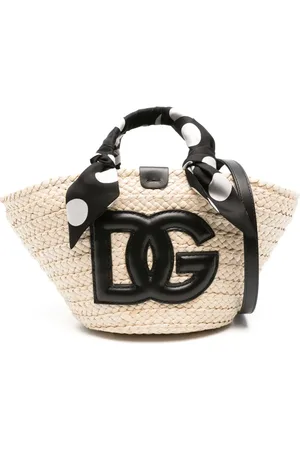 Dolce & Gabbana Logo-appliqué straw bucket bag