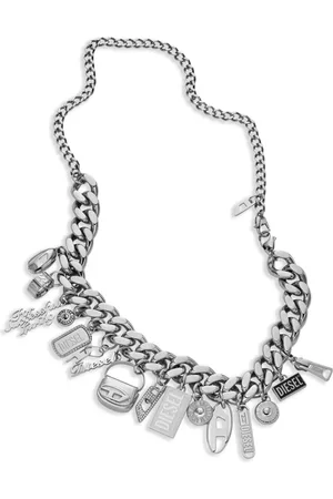 Diesel Dx1521 logo-charms necklace