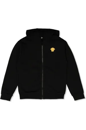 VERSACE Logo-embroidered zip-fastening hoodie