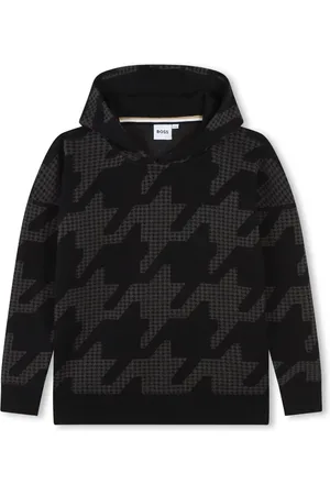 HUGO BOSS Houndstooth-print cotton hoodie