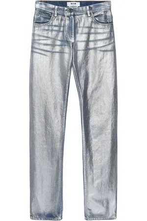 Msgm Metallic-finish straight jeans