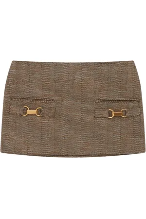 Stella McCartney Herringbone gold-detail mini skirt