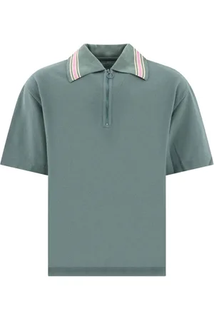 KAPITAL Striped collar half-zip polo shirt