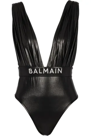 Balmain Belted V-neck swimsuit