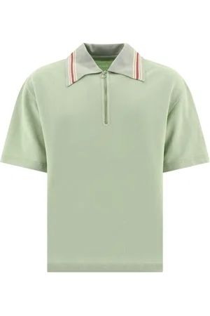 KAPITAL Striped collar half-zip polo shirt