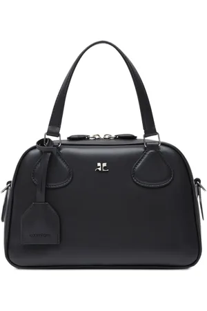 Courrèges Logo plaque leather bowling bag