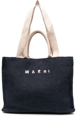 Marni Logo-embroidered raffia tote bag