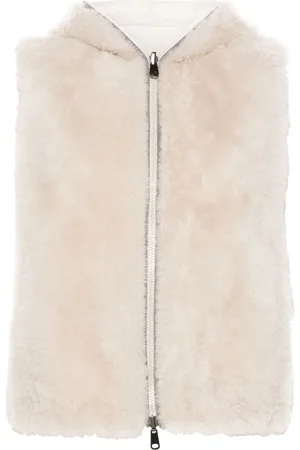 Brunello Cucinelli Faux-fur hooded gilet