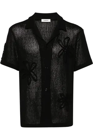 Sandro Floral-appliqué crochet shirt