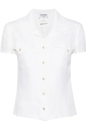 CHANEL 1997 camp-collar linen shirt