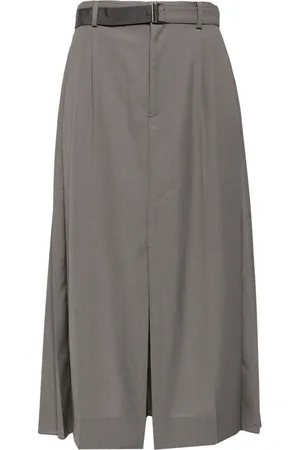 SACAI Belted panelled midi skirt