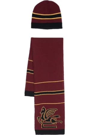 Etro Pegaso-intarsia wool-cashmere hat set
