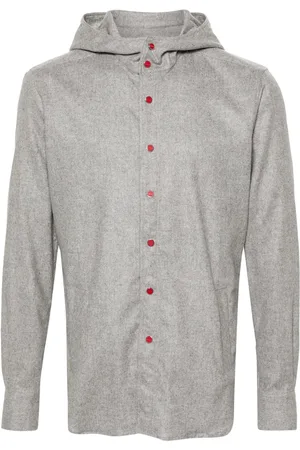 Kiton Mariano flannel hooded shirt